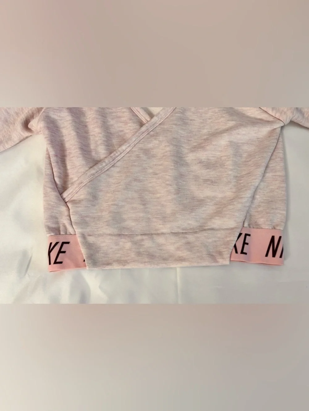 Nike Kid Studio Pink Heathered Crossover Cropped Sweatshirt Size Small